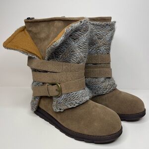 Muk Luks Boots Nikki Belt-Wrapped Taupe Brown Boots Women’s Size 9